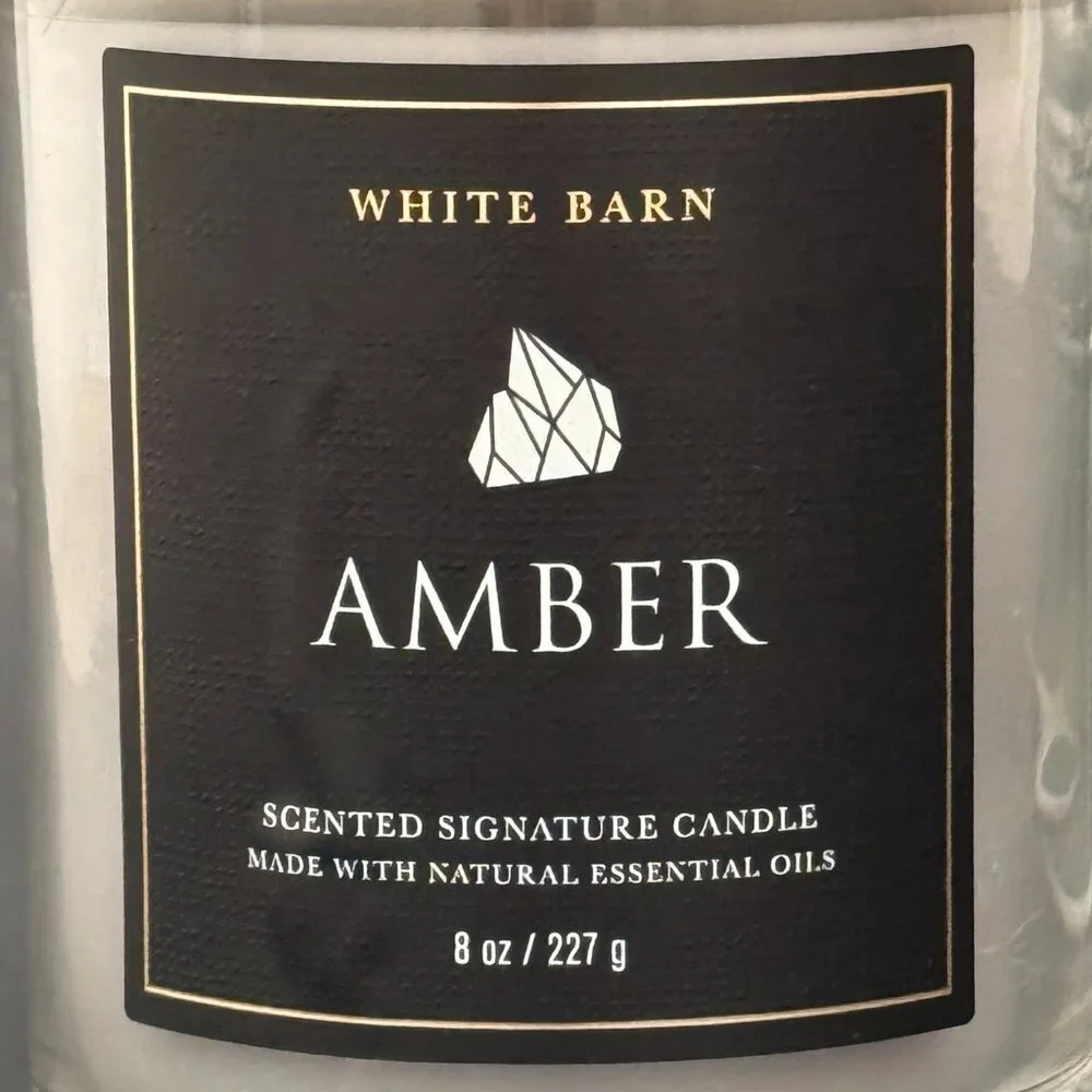 BBW Amber White Barn Bath & Body Works Single Wick Candle - Picture 3 of 10